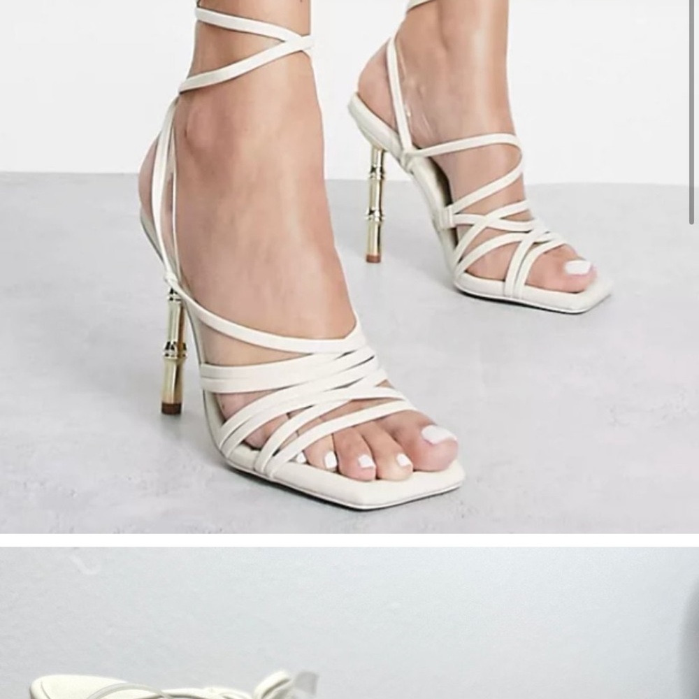 Aldo Cushion Cream Strappy Heels 4.5 inches
